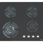 Parrilla Cata 4 Quemadores Cristal Templado Negro Multi Gas